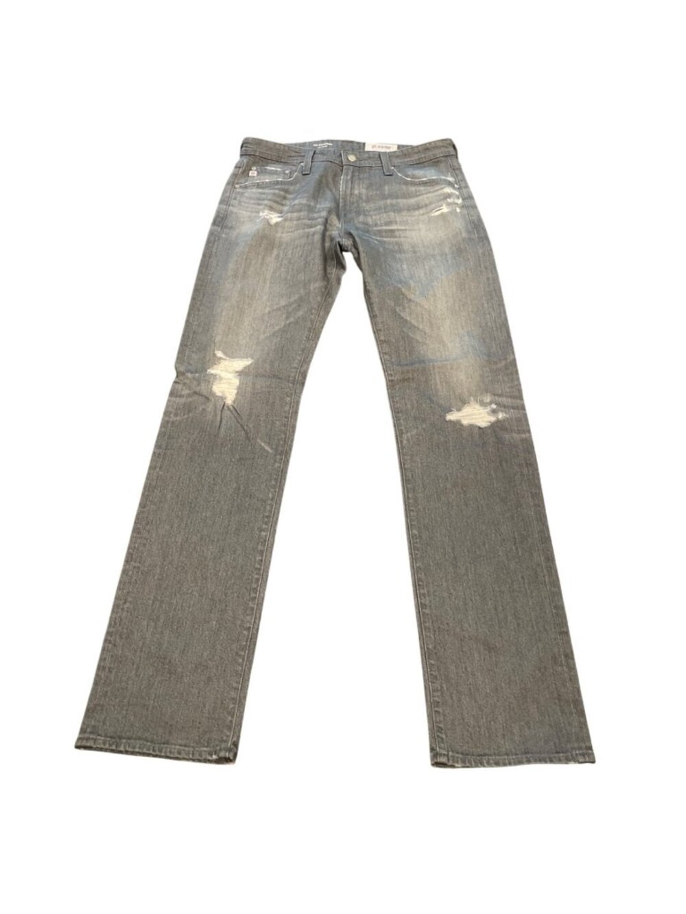 AG Matchbox Slim Straight Jean 32x34 Gray Distressed Ripped Stretch AG-ED Denim